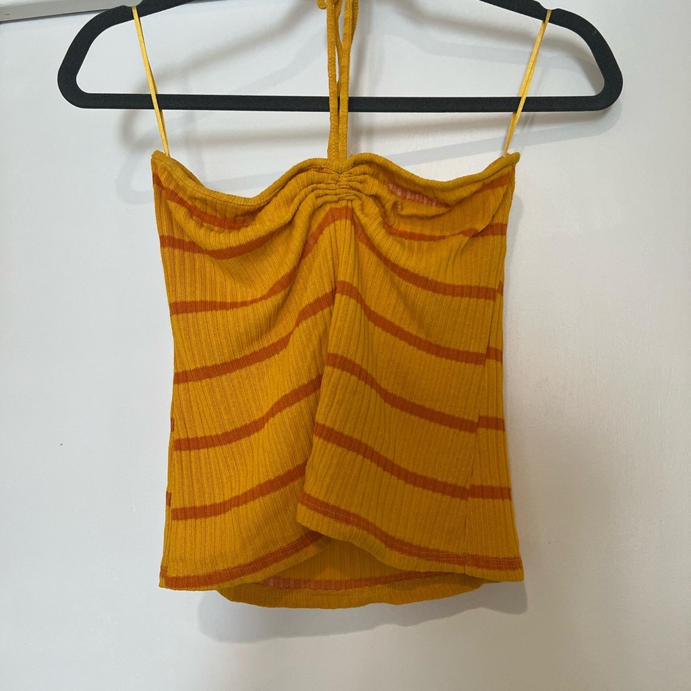 Zara Striped Yellow and Orange Women's Top